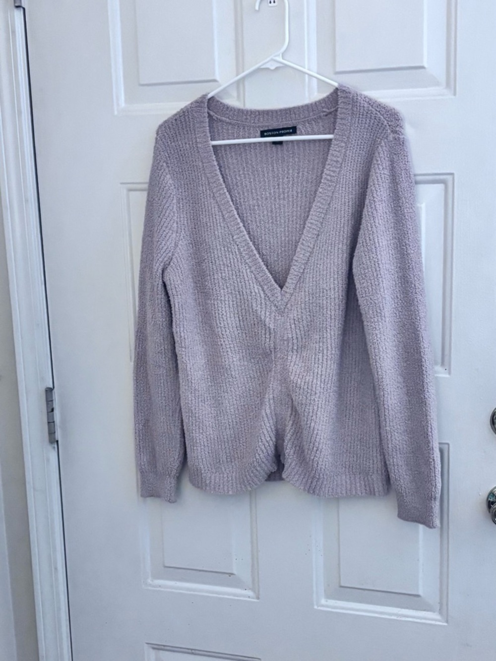 Boston Proper Soft Tan V-Neck Knit Sweater